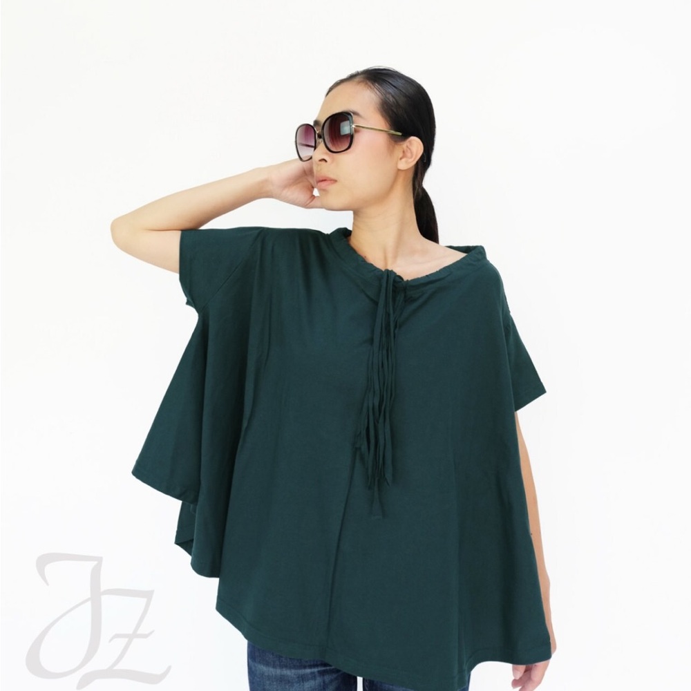 Dark Teal Green Poncho Top